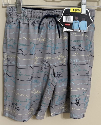 NWT Spyder size S 7 8 blue grey 2 Piece Swim set Shirt and Trunks boys - Picture 5 of 7