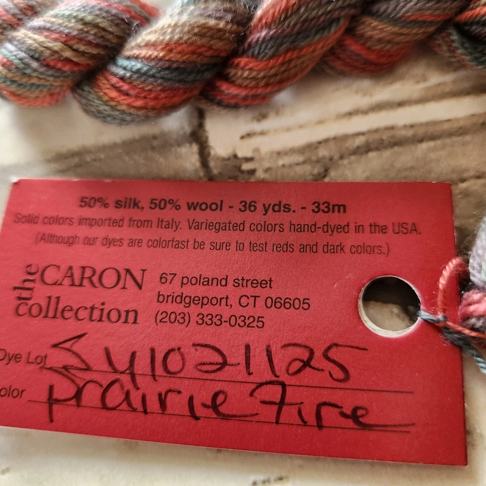 Caron Impressions Prairie Fire #102 Variegated Silk Wool Thread 36 yd 33m - Image 3 of 4