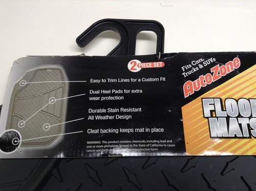 Autozone 844-40 Grey 2 Piece Set of Floor Mats for Cars, Trucks, SUVs