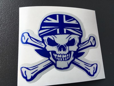 AUTOCOLLANT PIRATE NOIR REFLECHISSANT REFLECTIVE TETE DE MORT CASQUE SKULL