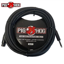 Pig Hog PHM20Z 20FT XLR-F to 1/4" Mono Plug HI-Z Microphone Cable Black 