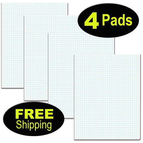 Tops 33041 Quad Pads 4 Squares Per Inch 8.5x11" 50 Sheets Per Pad Pack of 4 Pads - Picture 1 of 5