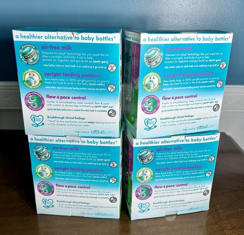 NEW 4 sets Bittylab Bare Air-Free baby bottle 4oz set w/ 2 Easy latch nipples - Picture 3 of 5