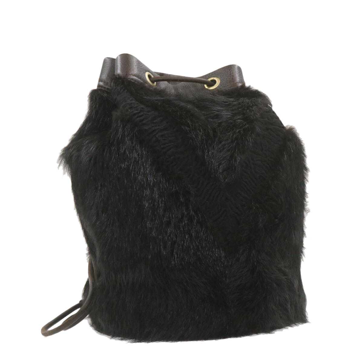 LOUIS VUITTON V line Shoulder Bag fur Black LV Auth th1021 LOUIS VUITTON V line Shoulder Bag fur Black LV Auth th1021
