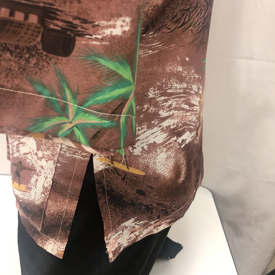 Camisa masculina vintage 40’s Mauve TIKI SURFERS feita à mão feita à vila havaiana - Imagem 3 de 4