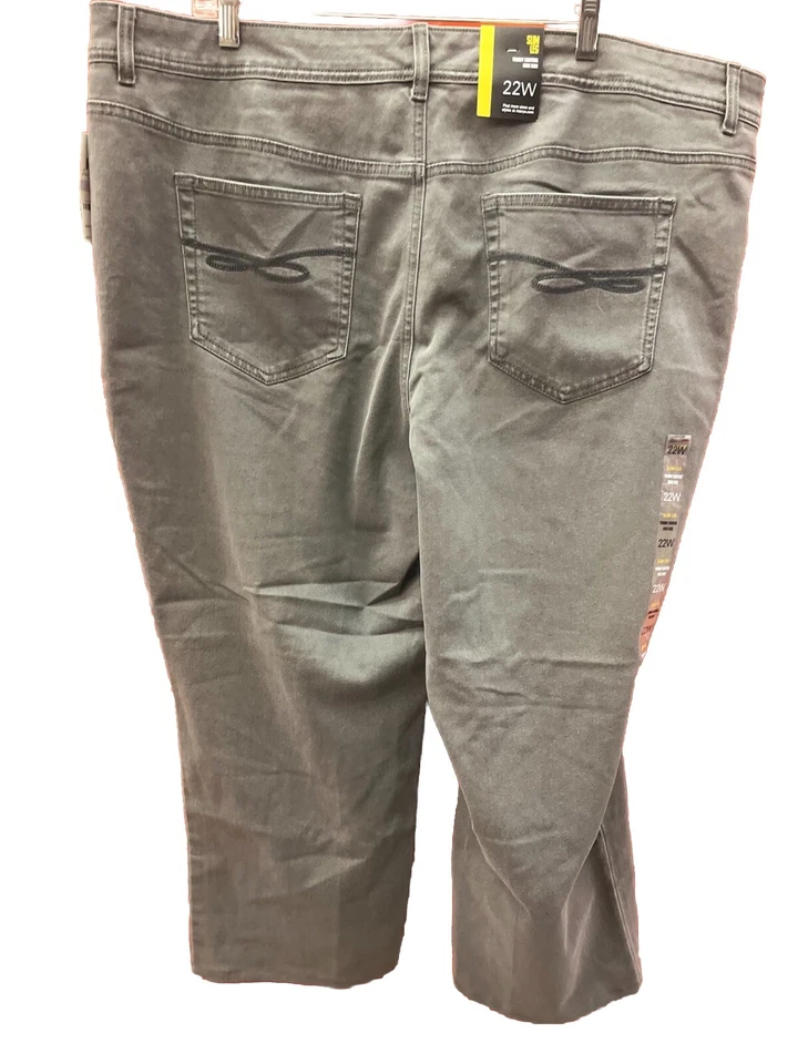 Size 22 NWT Style & Company Grey Denim Jeans Slim Leg 5 Pocket Belt Loops - Image 2 of 4