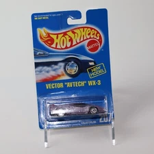 1991 Hot Wheels New Model Vector "Avtech" WX-3 Purple #207 (MIB)