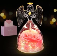Mom Gifts for Mothers Day Rose Flower in Glass Angel Rose Angel Gifts for Women