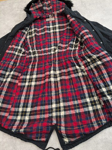 Jigsaw Jacket Womens 10 Faux Fur Hood Parka Cotton Coat Tartan Lined Outdoor - Picture 12 of 19