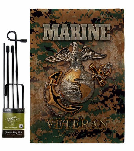 Marine Veteran Burlap Garden Flag Armed Forces Corps Gift Yard House Banner - Picture 7 of 19