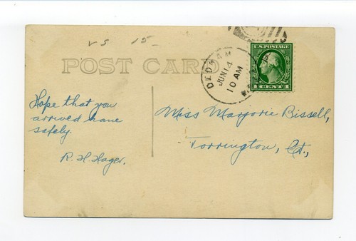 Foto postal Dedham MA RPPC, gente pequeña en los escalones del Palacio de Justicia - Imagen 2 de 2