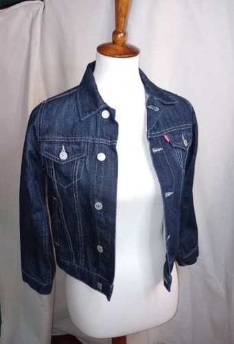 Chaqueta de Camionero Levi's Pequeña Juvenil 8/10 Azul Lavado Oscuro Denim Etiqueta Roja Todo Algodón - Imagen 2 de 24