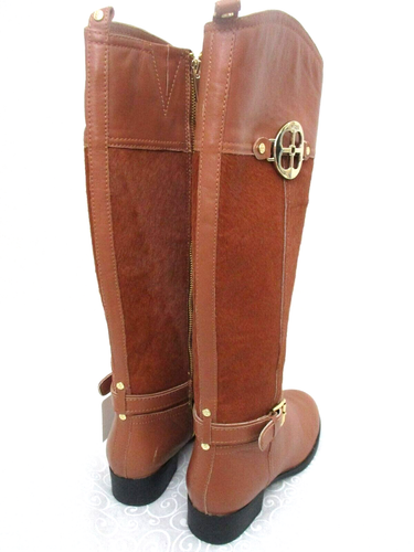 IMAN TAN LEATHER & CALF HAIR RIDING BOOTS SIZE 7-1/2M - NEW - Picture 3 of 8