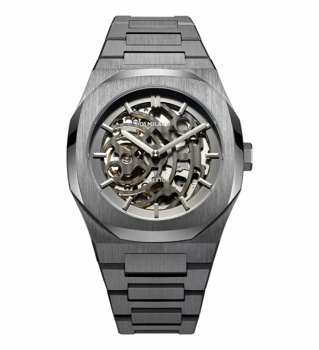 D1 Milano Skeleton Watch 41.5 mm Gunmetal Automatic Steel