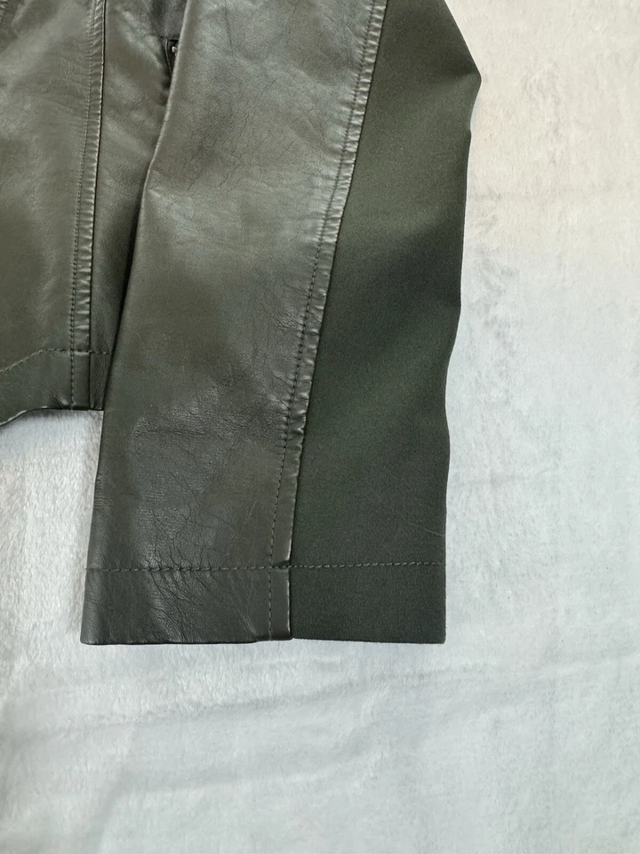 Chaqueta New York & Company Mujer Lg Verde Nueva York Imitación Cuero Moto Forrada* Foto 4 de 4