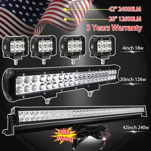 42Inch-LED-Light-Bar-Combo-20-034-4-034-4pcs-CREE-PODS-OFFROAD-SUV-ATV-JEEP-Wiring