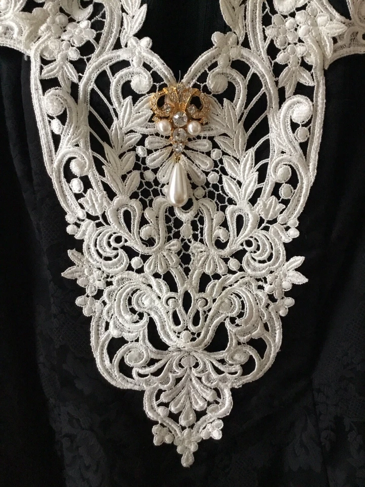 Broche Joya Blanco Negro Talla 6 Scott Jessica McClintock Raro De Colección - Extraíble Foto 2 de 4