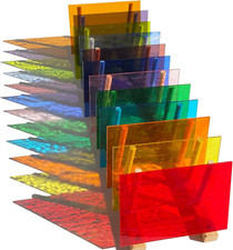 12 Sheets Transparent Stained Glass Sheet Variety Pack, 4 X 6 Inch Cathedral Art
