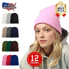 CHOK.LIDS Knit Cuffed Plain Beanies for Men and Women Soft Warm Slouchy Skully