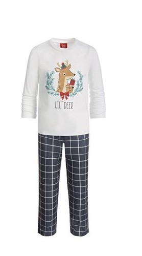 Family PJs Mix It Deer Lil Matching Boys Pajama Set, Grey Plaid Size 8 - Picture 4 of 4