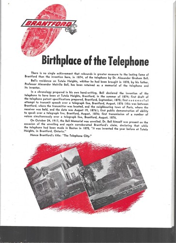 BRANTFORD ONTARIO CANADA INDUSTRIAL SURVEY, BIRTHPLACE OF THE TELEPHONE/GRETZKY - Picture 2 of 3