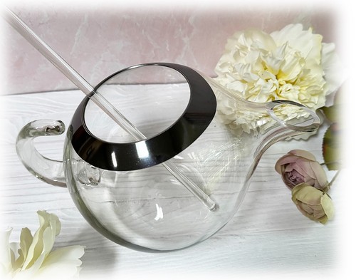 Orrefors Mingus Martini Pitcher 50oz Clear Platinum Vicke Lindstrand w Stirrer - Picture 2 of 6