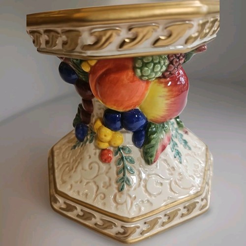 VINTAGE Fitz and Floyd Venezia Autumn Harvest Fruit Pillar Candle Holder 5"Tall - Picture 6 of 11