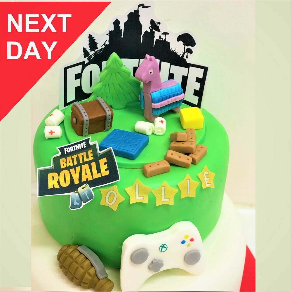 Fortnite Battle Royale Happy Birthday Personalize Edible Cake Topper Image  abpid51014