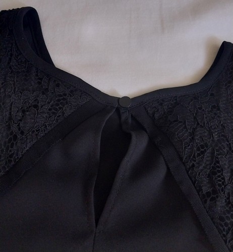 VINTAGE CUE Womens Top Blouse Black Sleeveless Swing Style Lace Trim Size 10 - Picture 10 of 17