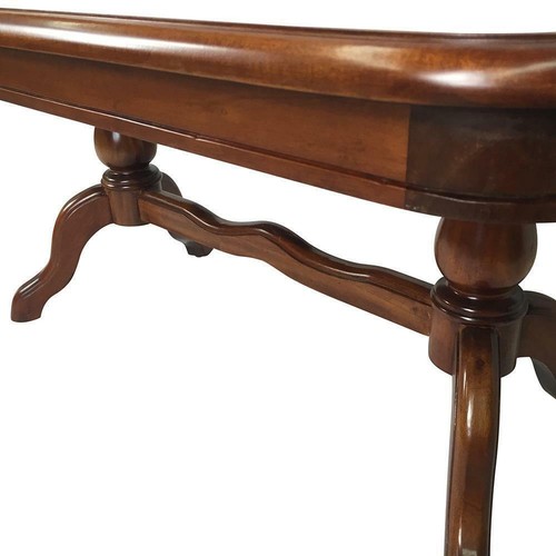 Solid Mahogany Wood Oval Coffee Table Twin Pedestal Legs Antique Design - Picture 6 of 12