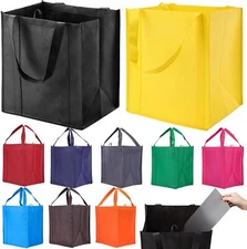 10 Pack Reusable Reinforced Handle Grocery Bags - Heavy Duty Large Shopping Tote