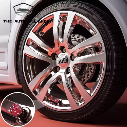 4PCSRed Metal Dice Wheel Valve Stem Tire Cap Trims For Dust Cover Car Bike Truck - Picture 7 of 9