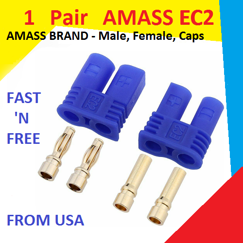 1 Paar AMASS EC2 Stecker Stecker für RC Auto Flugzeug Hubschrauber Akku Lipo ESC - Bild 1 von 7