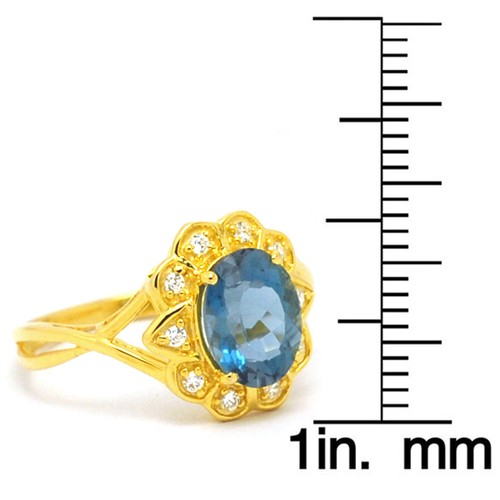 De Buman Ring 2,48 ctw London Blautopas massiv 18 KY vergoldet & 925 Größe 7 - Bild 4 von 5