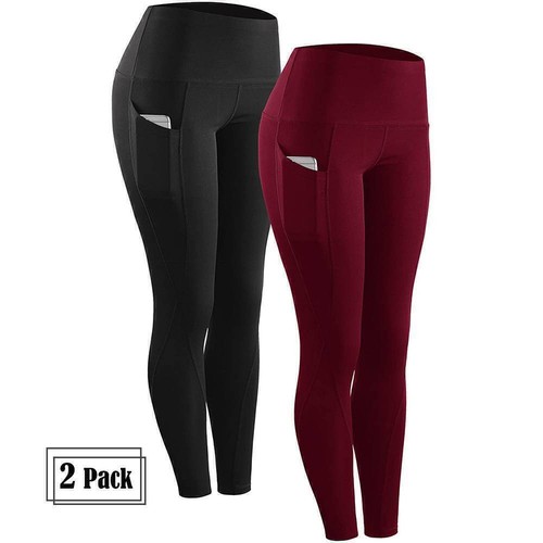 1-3Pack Women High Waist Pocket Gym Leggings Fitness Sports Pants Trousers - Picture 28 of 32