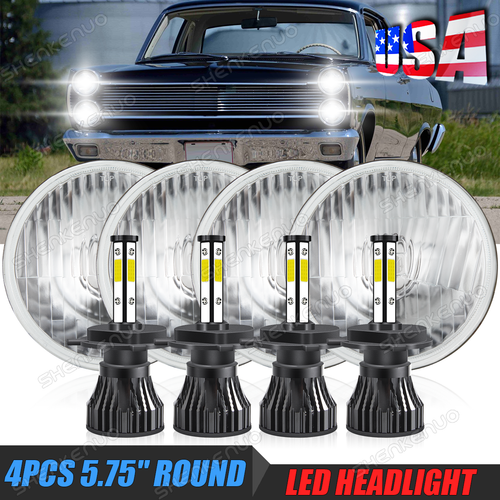 4PCS 5.75" Round LED Headlights Hi&Lo for Mercury Cougar 1967-76 Monterey Comet