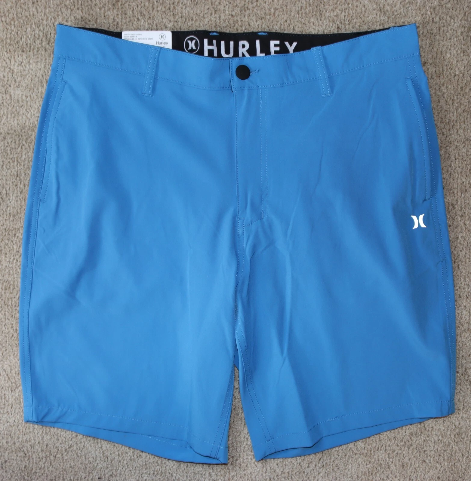 NWT Hurley All Day Hybrid Shorts Mens 36 Blue Stretch Quick Dry Flex Reflective