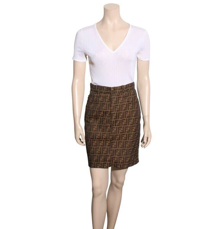【関税&送料込み】Fendi Waxed Linen Skirt FENDI Vintage Zucca FF Skirt (SIZE 42) | eBay