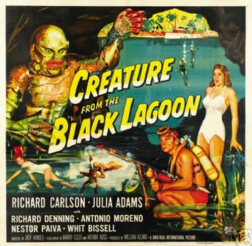 Póster de película de criaturas de la laguna negra 12x18 - monstruos de terror retro vintage - Imagen 2 de 6