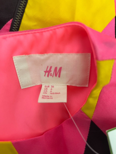 H&M Shift SILK Dress Size Small 10 Pink Mix 60s Fitted Womens NEW EU38 RRP £35 - Picture 12 of 14