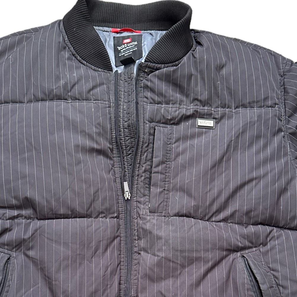Ecko Unltd Winter Jacket Mens Size XL Black Striped Pockets Ecko Unltd Winter Jacket Mens Size XL Black Striped Pockets