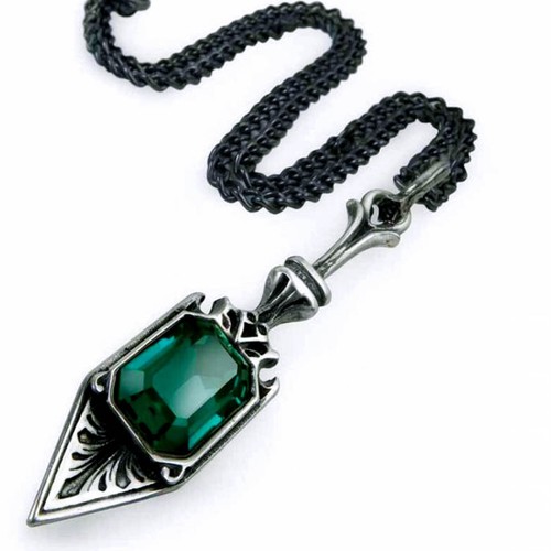 Sucre Vert Absinthe Spoon Pendant Necklace, Gothic Green Fairy, Alchemy England - Picture 2 of 5
