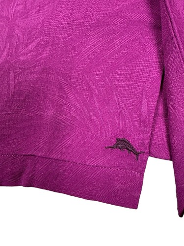 Camisa Tommy Bahama Tropic Isles Campamento Abotonada Púrpura Trébol 100% Seda XL NUEVA CON ETIQUETAS - Imagen 13 de 19