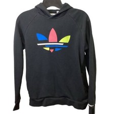Adidas Youth Large Colorful Logo Cotton Blend Long Sleeve Sweatshirt Hoodie