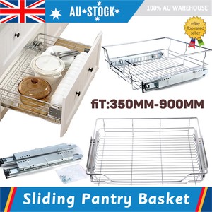 Kitchen Pantry Pull Out Sliding Metal Basket Drawer Storage