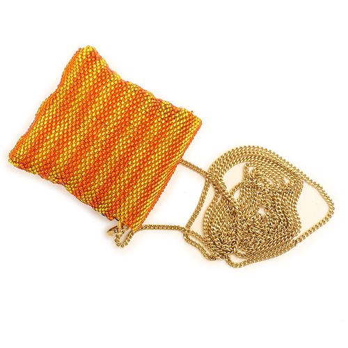 Fendi Pico Baguette Beads Earphone Case Orange Yellow gold Women mini bag w/Box - Picture 8 of 9