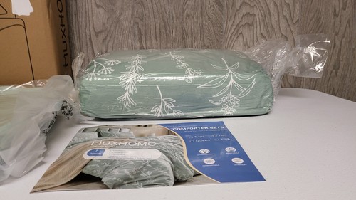 MUXHOMO Full Comforter Set, Sage Green Elegant Floral Print Bed in a Bag 7 Piece - Picture 13 of 16