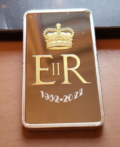 Queen Elizabeth II Gold Silver Bar London Royalty Retro England Great Britain of - Picture 14 of 16