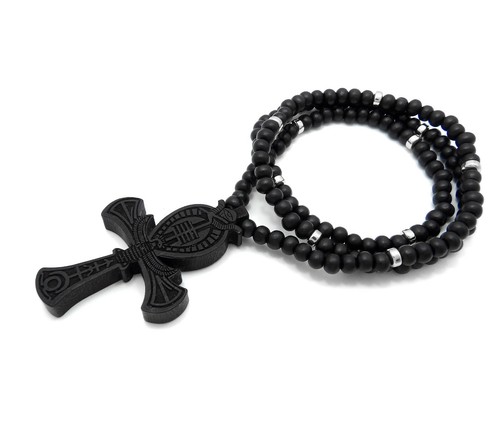 Gute Qualität Holz Ägyptisches Ankh Kreuz 6mm/26" Holzperlen Kette Halskette  - Bild 8 von 31