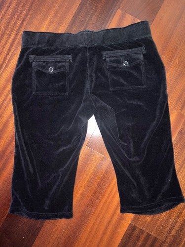 Juicy Couture Black Terry Cloth Capri Drawstring Pants Size Large - Picture 5 of 5